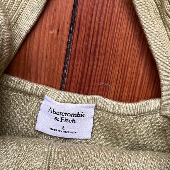 Abercrombie & Fitch Green Knit Contrast Crossback Tank Sz L - Picture 2 of 6